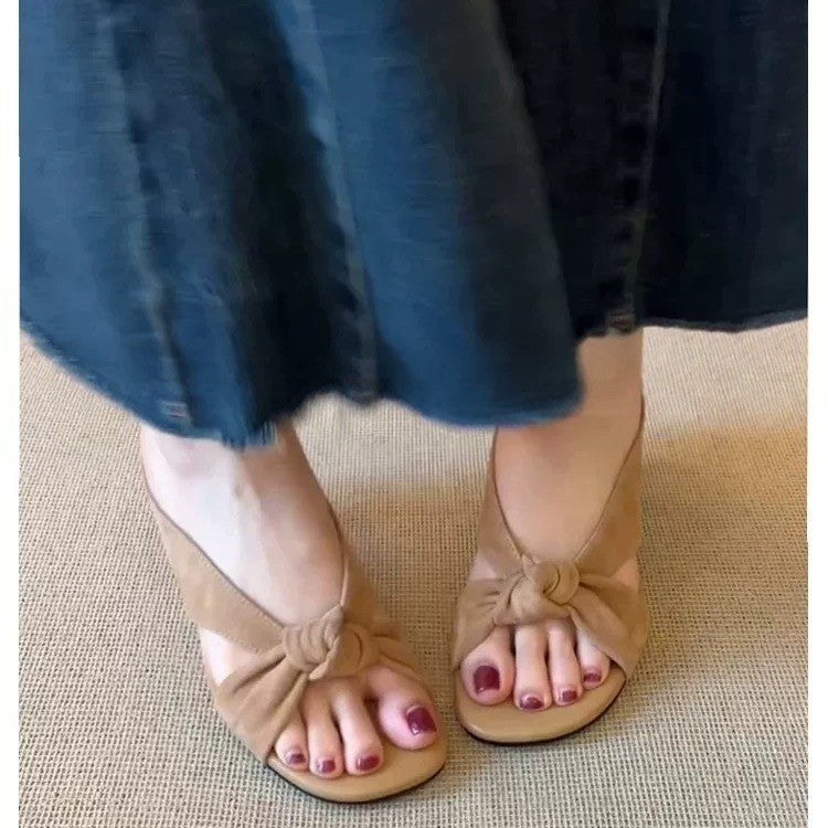 French Twist Knot Cross Strap Vacation Sandals For Women Minimal Vinta ...
